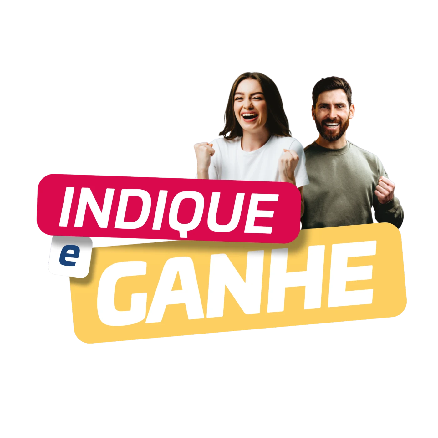 Casal celebrando a campanha Indique e Ganhe